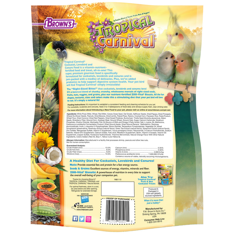 Load image into Gallery viewer, Brown's Tropical Carnival Gourmet Cockatiel Food 3 lbs