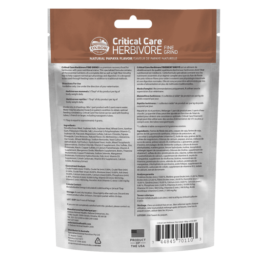 Oxbow Critical Care Herbivore Fine Grind Papaya - 100g