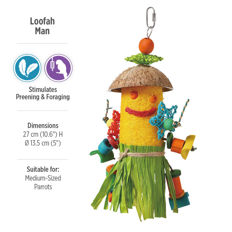 Load image into Gallery viewer, HARI Smart Play Enrichment Parrot Toy Loofah Man - 81013