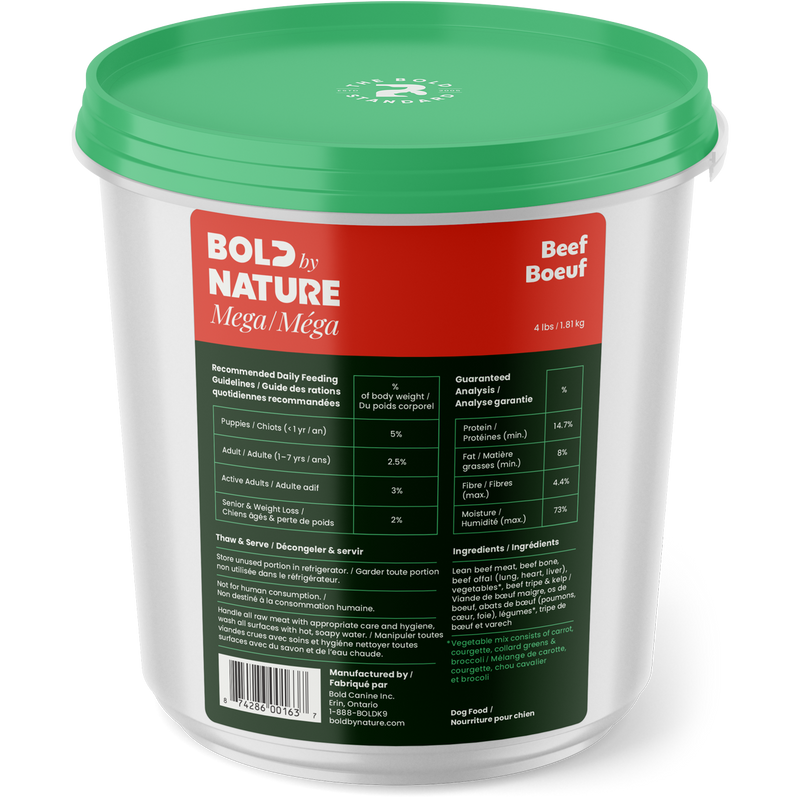 Load image into Gallery viewer, Container of Bold by Nature Beef product with green lid and label