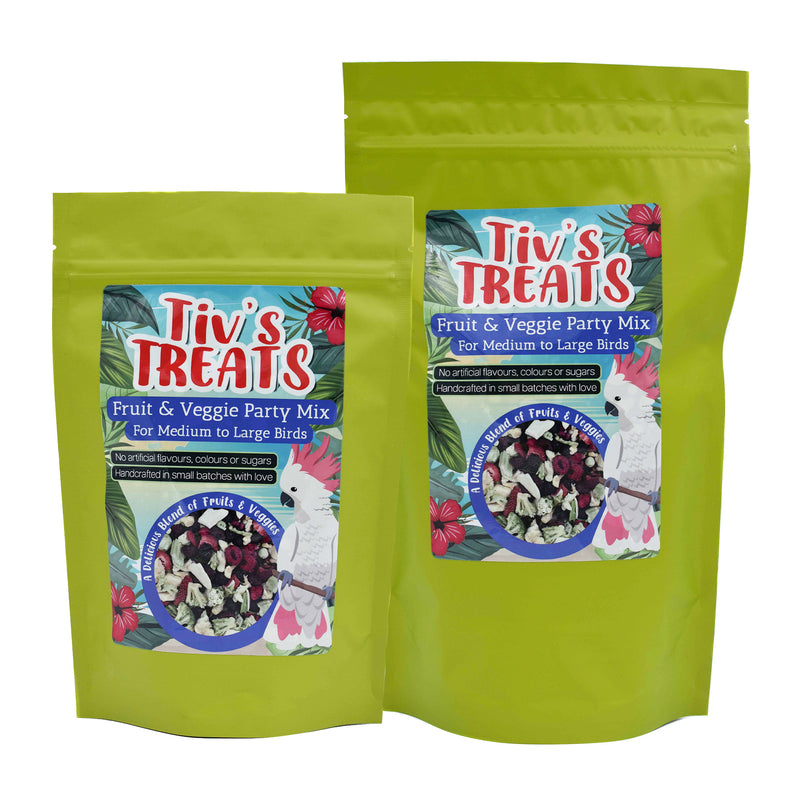 Load image into Gallery viewer, Tiv's Treats Fruit & Veggie Party Mix for Medium to Large Birds