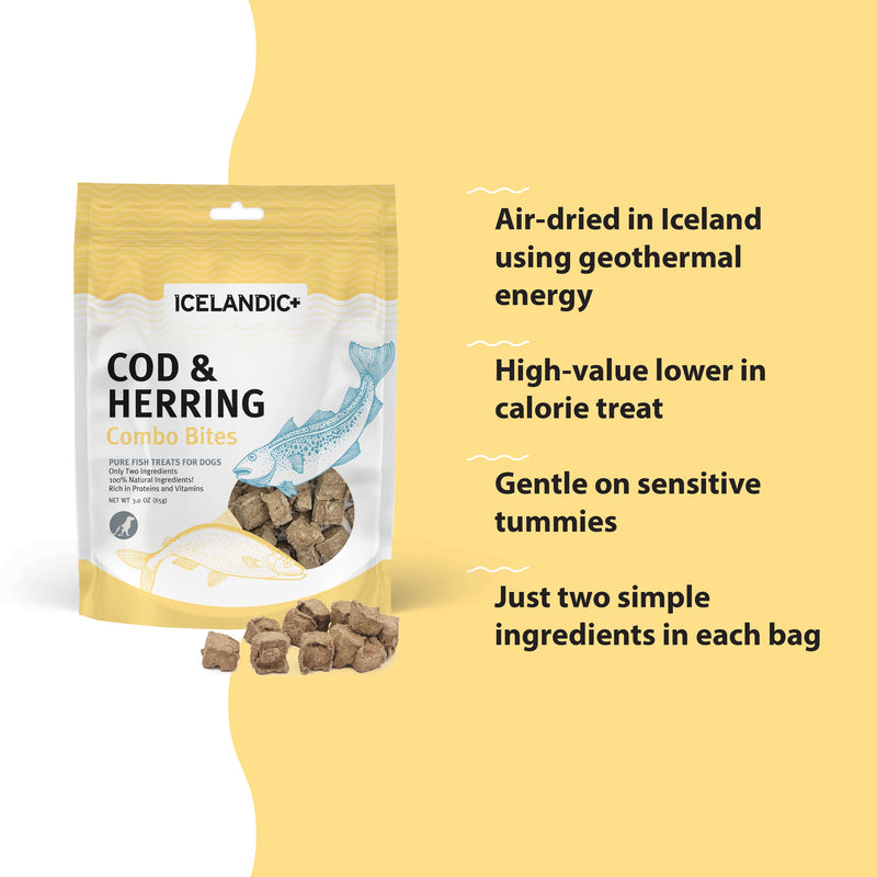 Load image into Gallery viewer, Icelandic+ Cod & Herring Combo Bites 3.52 oz