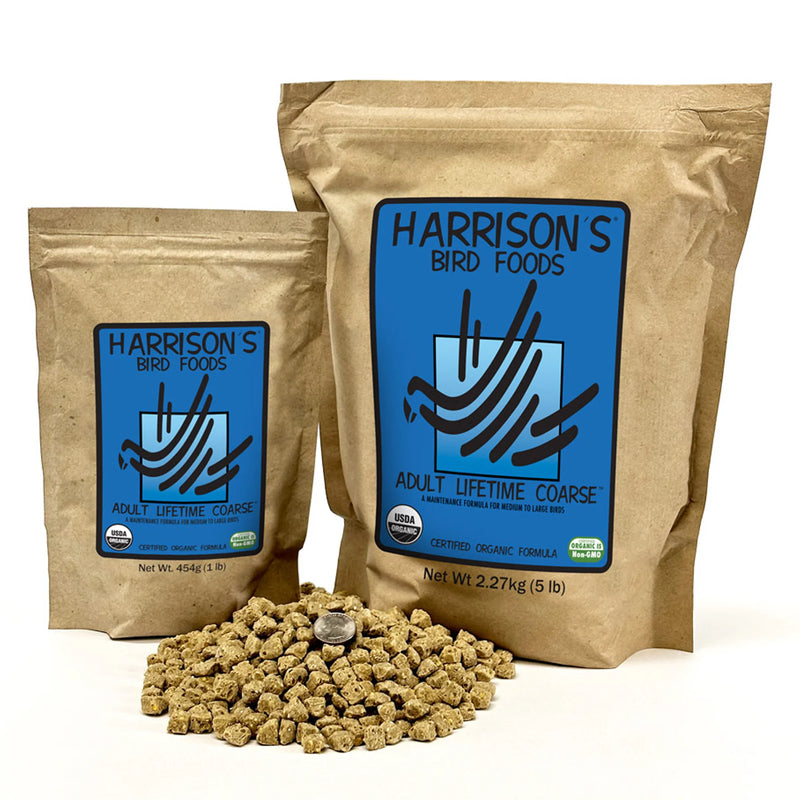 Load image into Gallery viewer, Two bags of Harrison's Lifetime Coarse Bird Foods with pellet on a white background