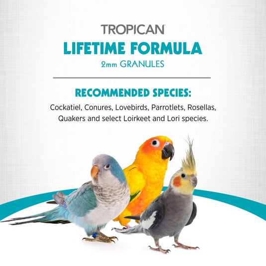 Tropican Lifetime Formula 2mm Granules - Small Parrots 🍁