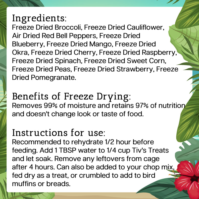 Load image into Gallery viewer, Tiv's Treats Fruit & Veggie Party Mix for Medium to Large Birds