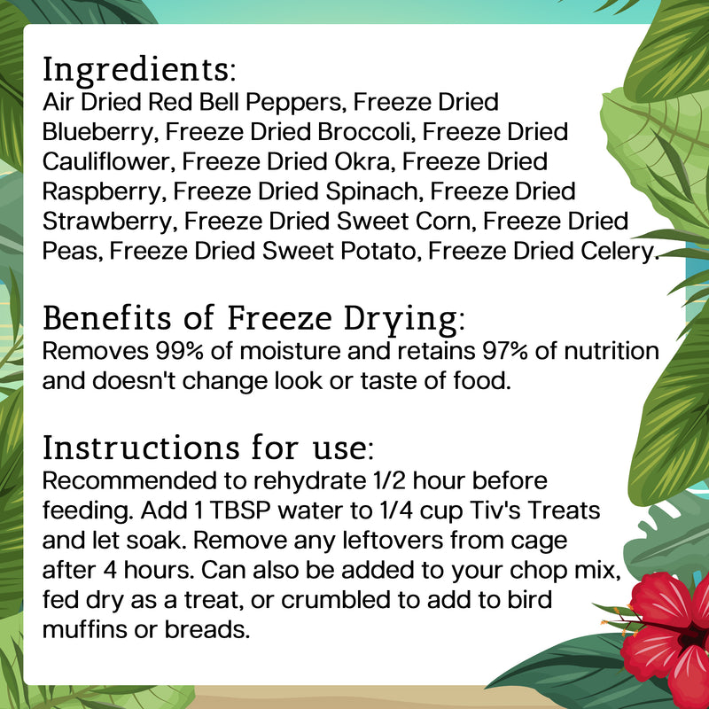 Load image into Gallery viewer, Tiv's Treats Fruit & Veggie Party Mix for Small to Medium Birds