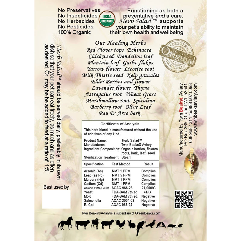 Load image into Gallery viewer, Twin Beaks Aviary Herb Salad - Exotic Wings and Pet Things