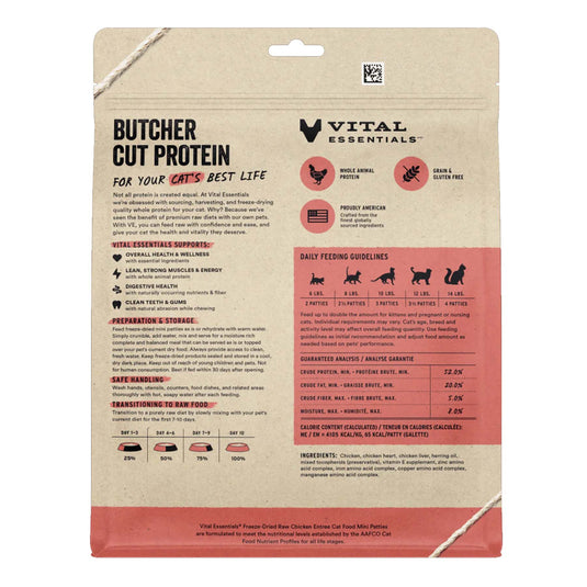 Vital Essentials Freeze-Dried Chicken Mini Patties Cat Food