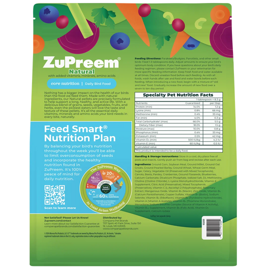 ZuPreem Natural Daily Nutrition Small Bird Pellet