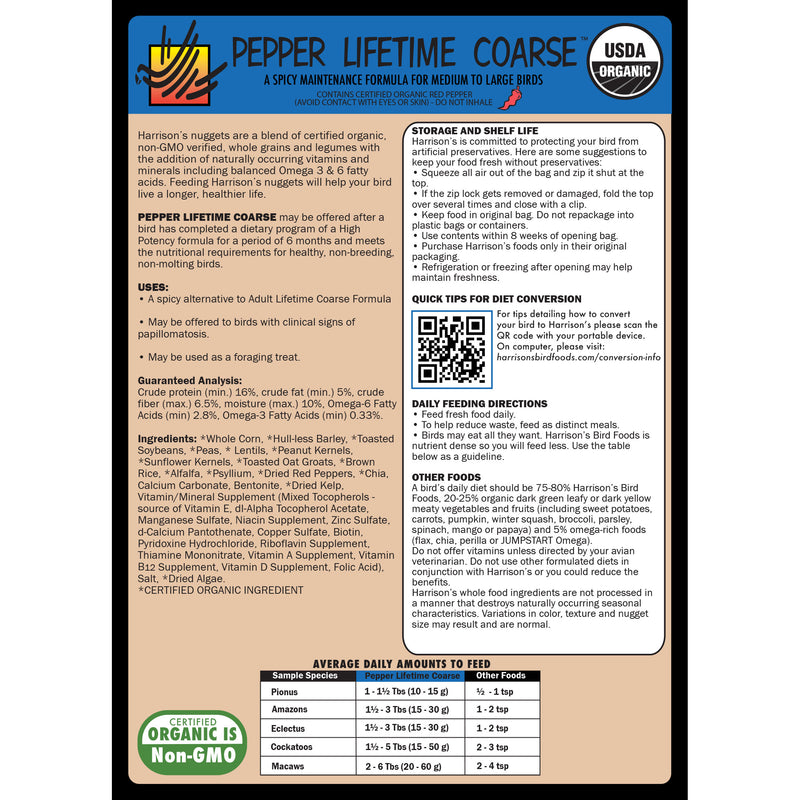 Load image into Gallery viewer, Harrison's Pepper Lifetime Coarse Parrot Pellet