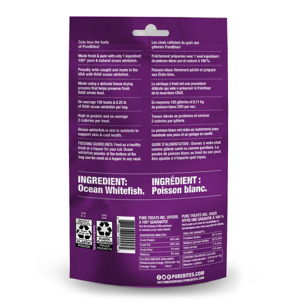 Load image into Gallery viewer, PureBites Ocean Whitefish Freeze Dried Cat Treat