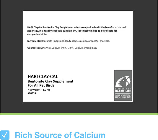 HARI Clay-Cal Bentonite Clay Supplement for Birds - 80333 🍁