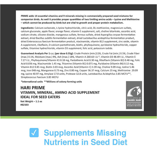 Prime Vitamin Mineral Amino Acid Supplement - Probiotic for All Birds 🍁