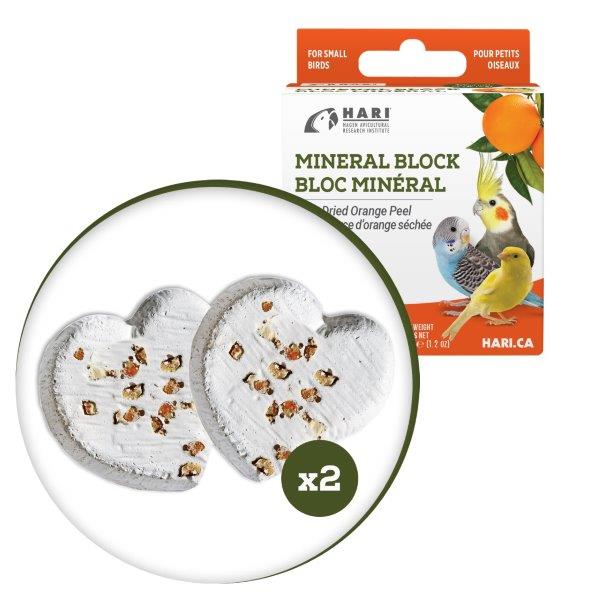 Load image into Gallery viewer, HARI Mineral Block for Small Birds - Dried Orange Peel - 2 pack - 82193