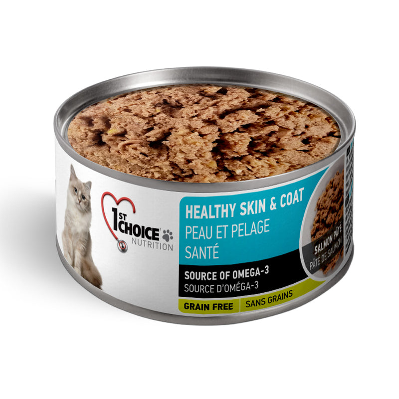 Load image into Gallery viewer, 1st Choice Healthy Skin & Coat Grain Free Salmon Pate Wet Cat Food 24x156g 🍁