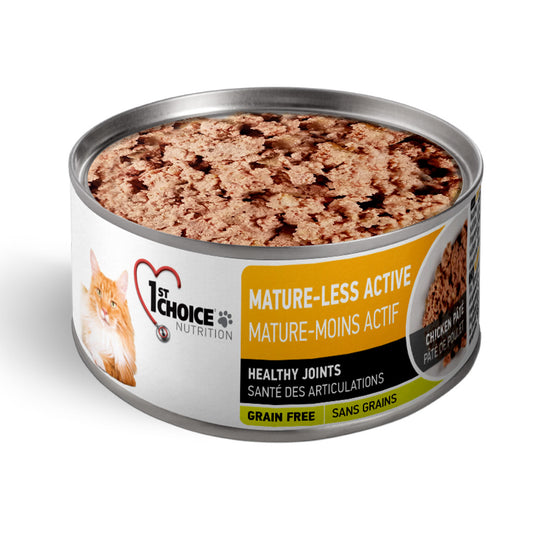 1st Choice Mature/Less Active Grain Free Chicken Pate Senior Wet Cat Food 24x156g 🍁