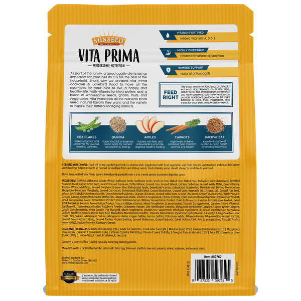 Load image into Gallery viewer, Sunseed Vita Prima Cockatiel & Lovebird Food