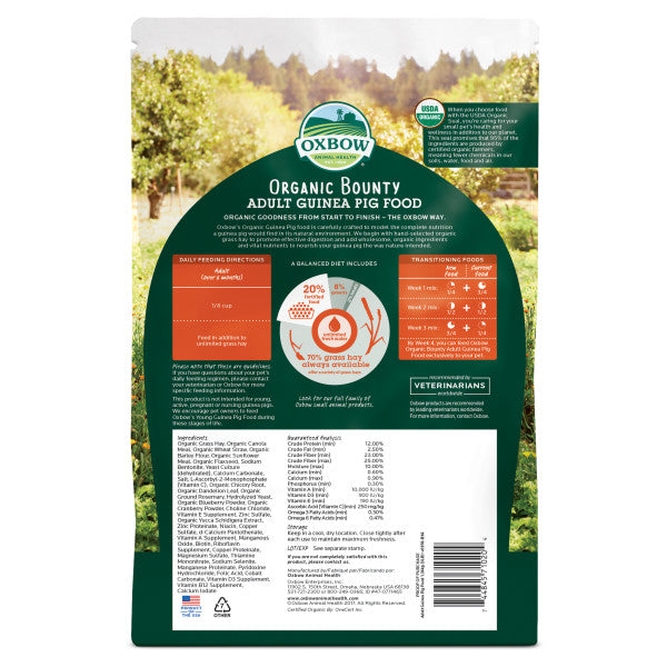 Load image into Gallery viewer, Oxbow Organic Bounty Guinea Pig Food 3 lb