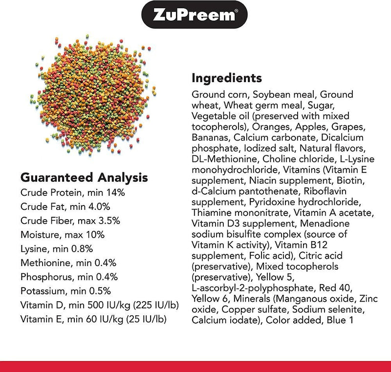 ZuPreem FruitBlend Daily Nutrition Very Small Bird Pellet