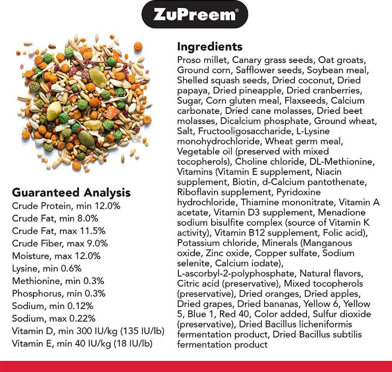 ZuPreem Smart Selects Enrichment Diet for Medium Birds EXP 6/2024