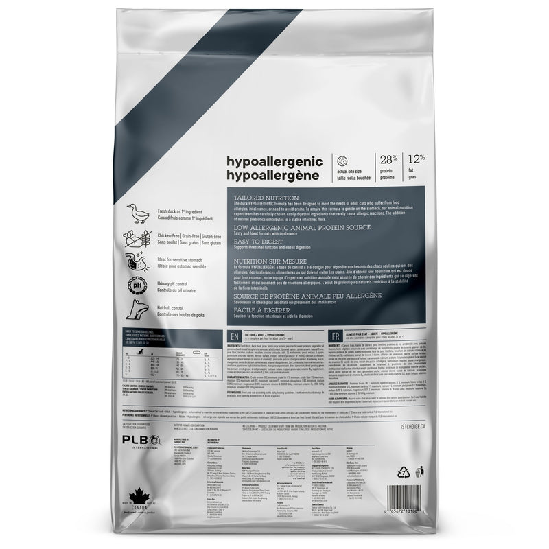 1st Choice Hypoallergenic Grain Free Cat Food Duck Formula 🍁
