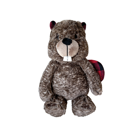 Plush toy beaver on a white background
