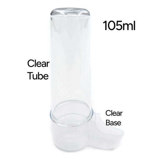 2GR CLEAR Tube Bird Drinker for Finch, Canary, Small Hookbills