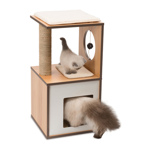 Vesper V-Box - Walnut - Cat Bed & Play Center