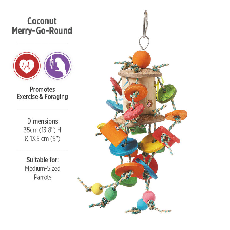 HARI Smart Play Enrichment Parrot Toy Coconut Merry-Go-Round - 81004
