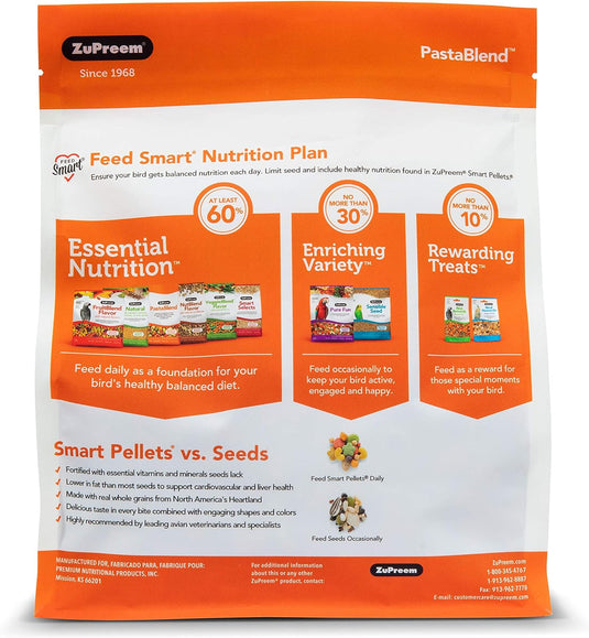 ZuPreem PastaBlend Daily Nutrition Parrot & Conure Pellet - 3 lb (EXP: 02/26)