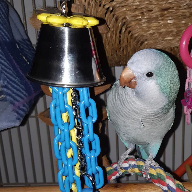 Load image into Gallery viewer, Billy Bird Toys Cup 'n' Chain Stainless Steel Medium Parrot Enrichment - 402 🍁
