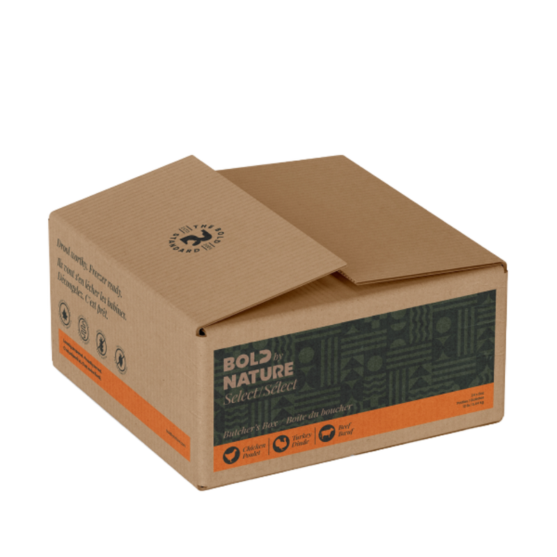 Load image into Gallery viewer, Brown cardboard box with &#39;Bold Nature Chicken Butcher&#39;s Box&#39; branding on a white background

