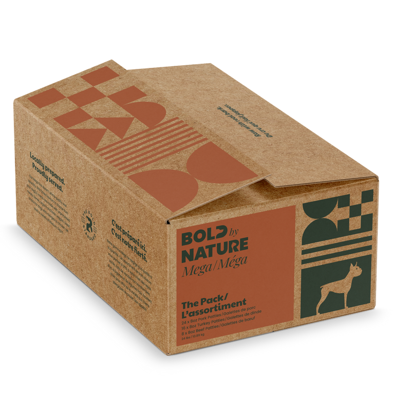 Load image into Gallery viewer, Cardboard box with &#39;Bold by Nature Mega The Pack Non-Chicken&#39; text on a white background
