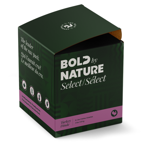 Box of 'Bold by Nature Select Turkey' product on a white background