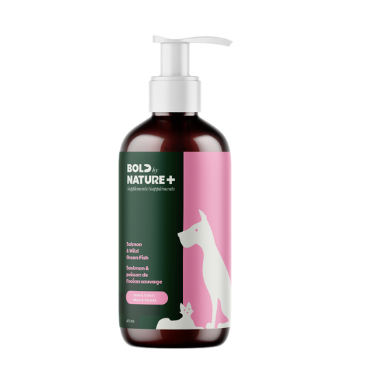Bottle of Bold by Nature+ pet product on a white background
