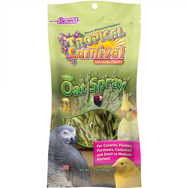 Brown's Tropical Carnival Oat Spray Foraging Treats for Birds - 2.5 oz