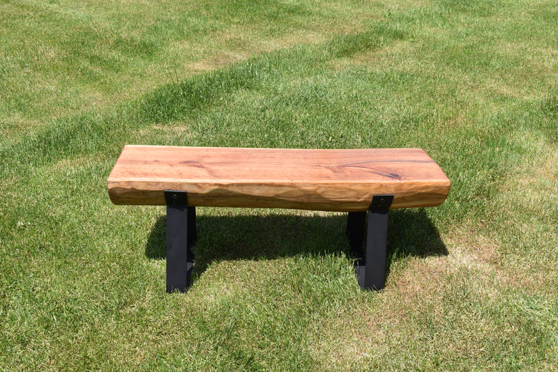 Load image into Gallery viewer, Solid Cherry Wood Stained Outdoor Bench - Local Pickup Only
