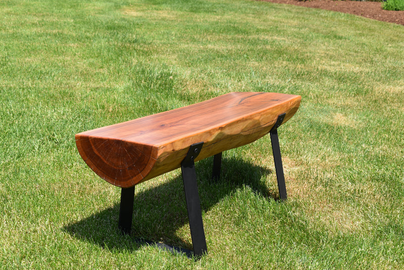 Load image into Gallery viewer, Solid Cherry Wood Stained Outdoor Bench - Local Pickup Only
