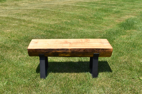 Solid Ash Wood Tounge Oil Finish Outdoor Bench with Brown Epoxy Fill - Local Pickup Only