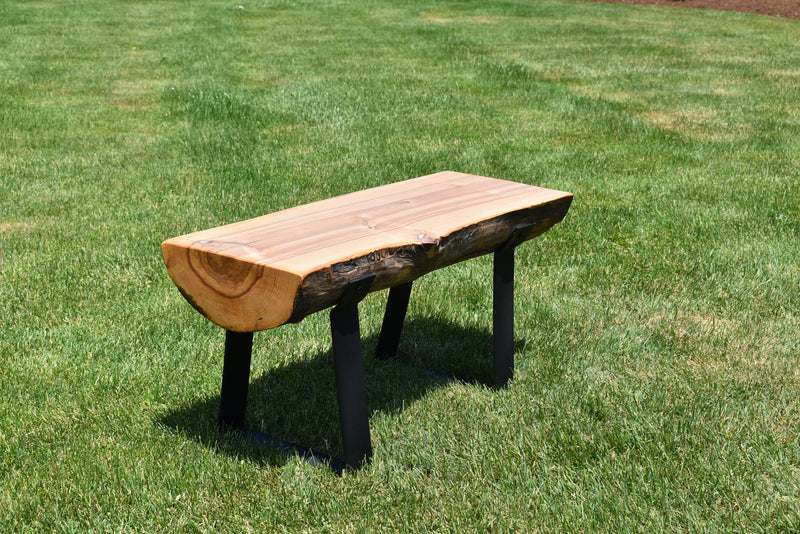 Solid Ash Wood Tounge Oil Finish Outdoor Bench with Green Epoxy Fill - Local Pickup Only
