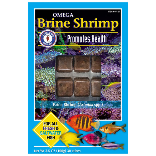 Omega Frozen Brine Shrimp Fish Food Cubes - 3.5 oz