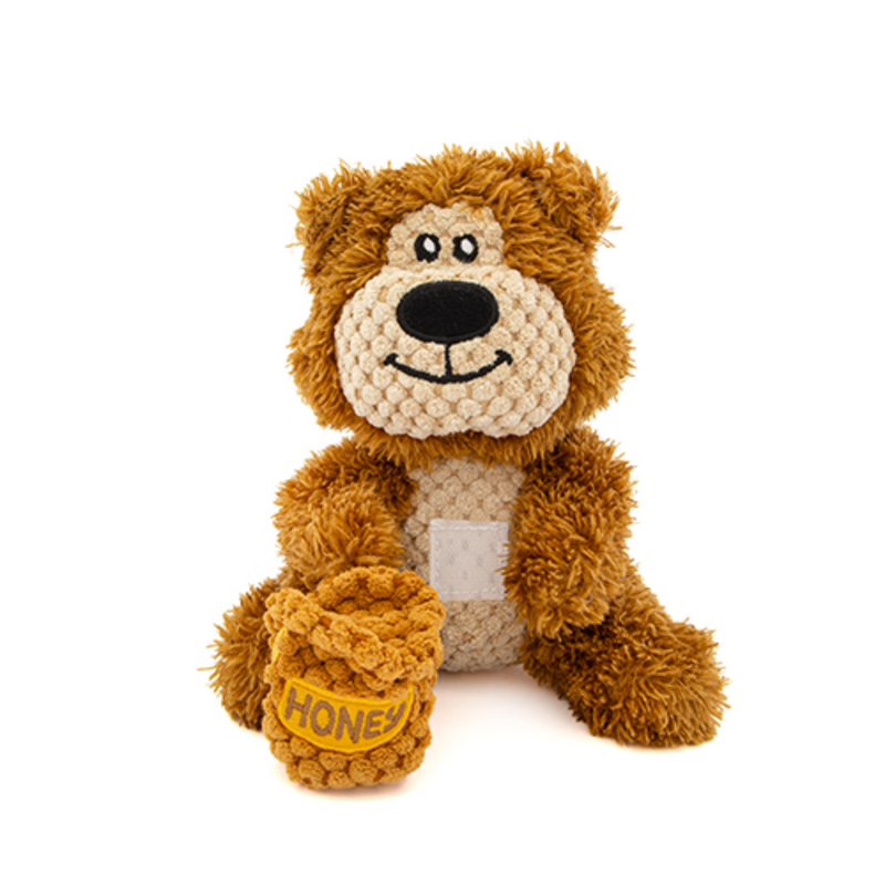 Load image into Gallery viewer, Plush toy bear with a 'Honey' label on a white background
