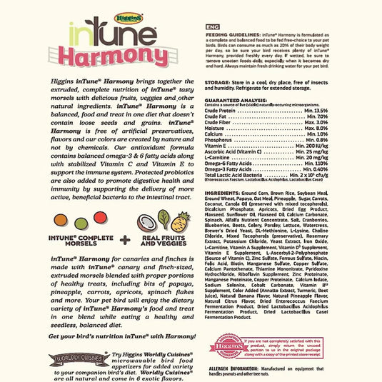 Higgins Intune Harmony Canary & Finch Enrichment Diet