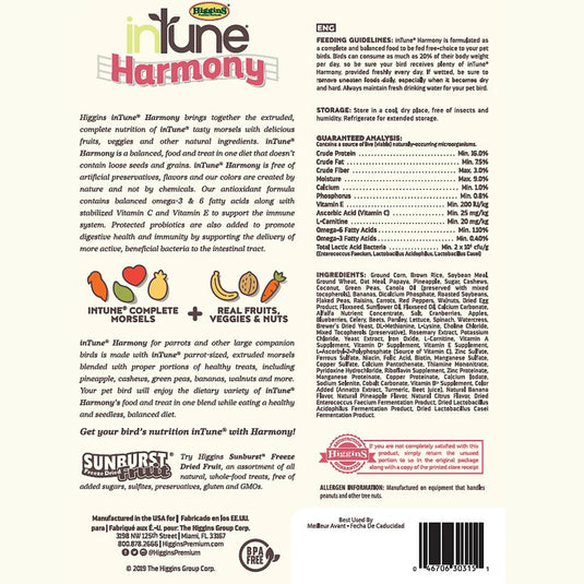 Higgins Intune Harmony Parrot Enrichment Diet