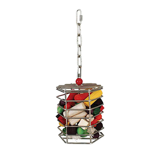 Stainless Steel Baffle Foraging Cage Parrot Toy