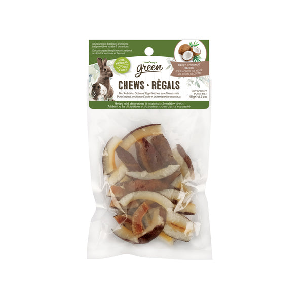 Living World Green Chews Small Pet Dried Coconut Slices - 65475