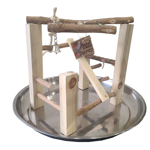 Parrot Lumber Beads & Bell Natural Wood Small Bird Play Gym 🍁