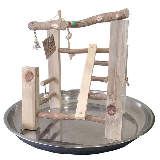 Parrot Lumber Beads & Bell Natural Wood Small Bird Play Gym 🍁