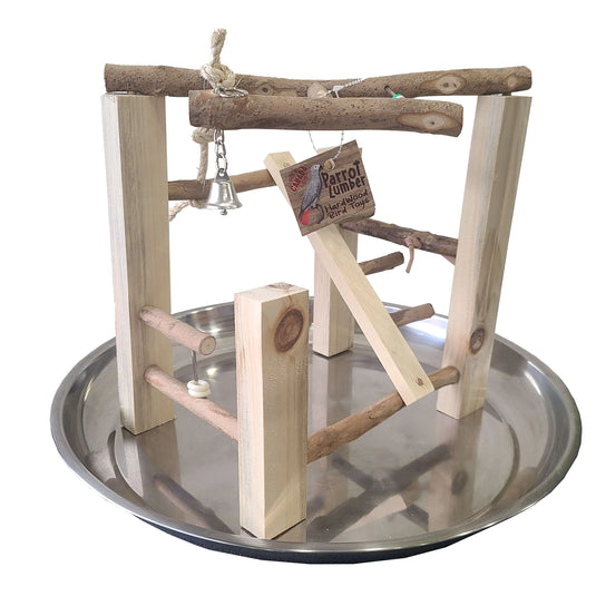 Parrot Lumber Beads & Bell Natural Wood Small Bird Play Gym 🍁