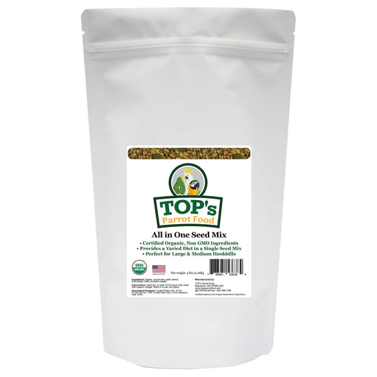 TOP's All In One Seed Mix | USDA Organic Certified - Parrot / African Grey / Conure 1 lb EXP 6/2025